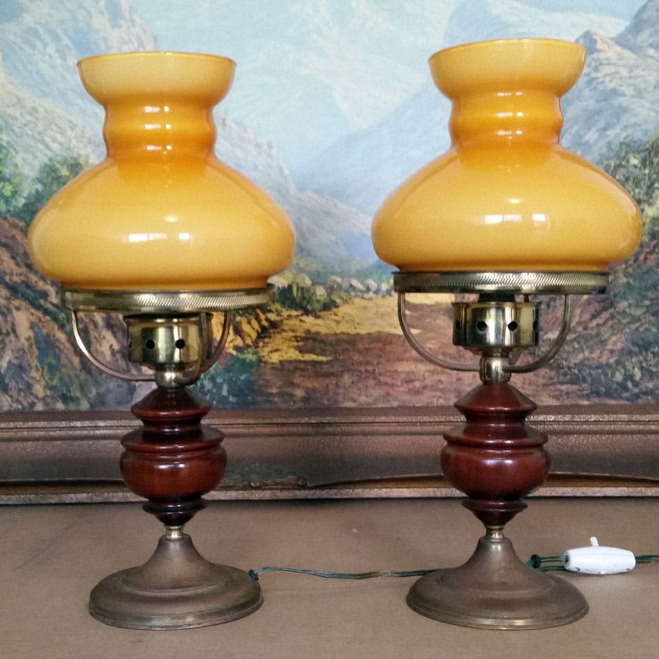Lamps & Lanterns - Pair of Bedside Lamps - with Student Style Buff Gold